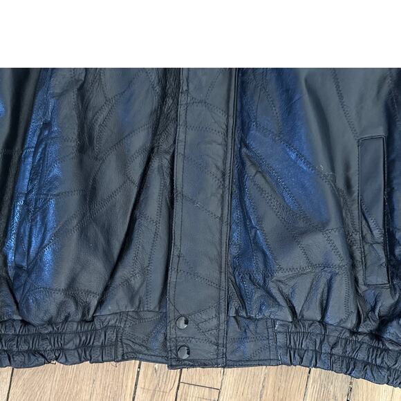Vintage y2k Men's Black Patchwork Leather Jacket Size XL - Picture 5 of 7